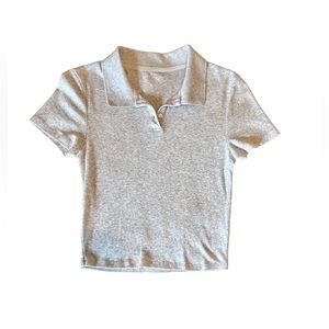 American Eagle Collared Short Sleeve Crop Tee Size S NWOT